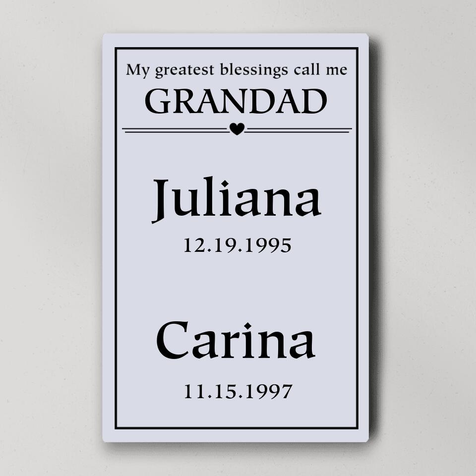 My Greatest Blessings Call Me Custom Canvas Poster Birthday Gift For Grandparents