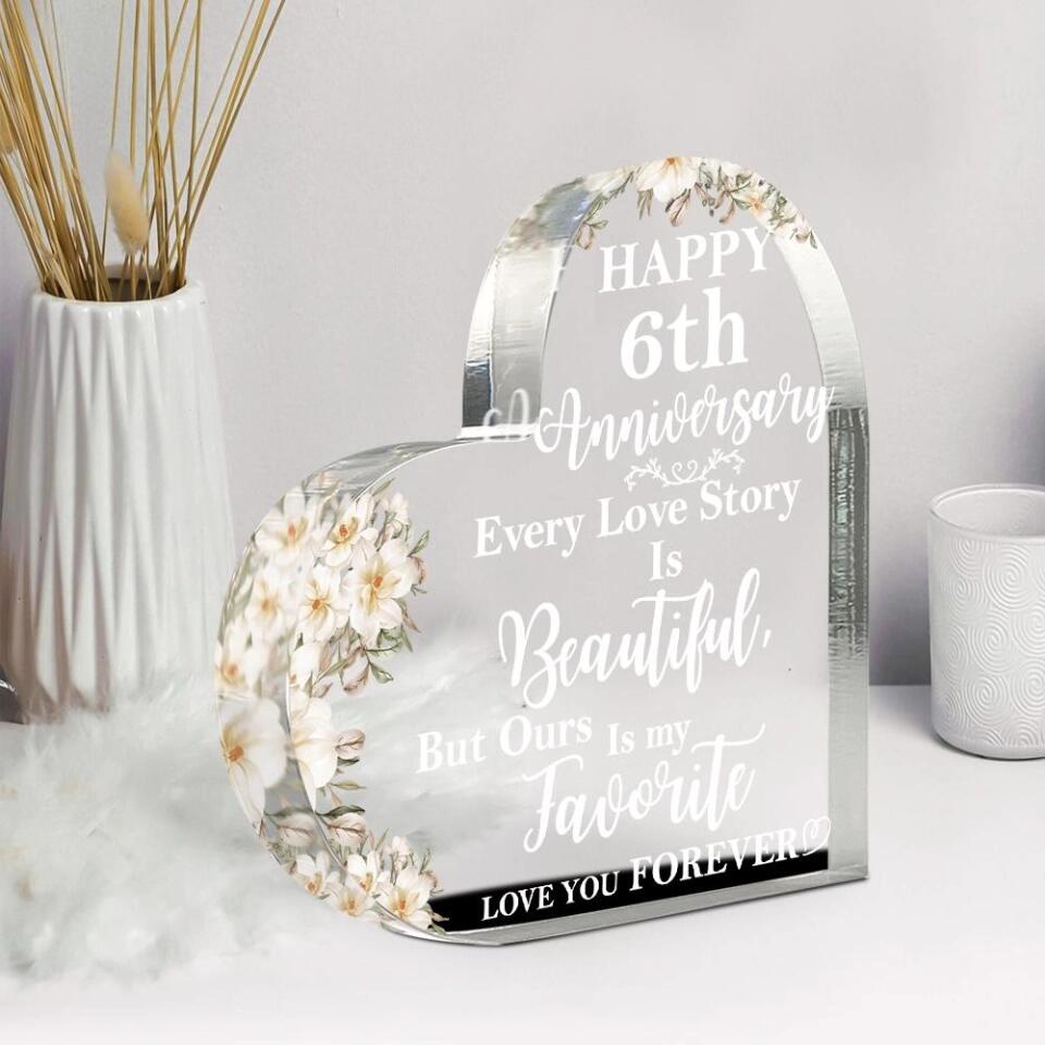 Every Love Story Is Beautiful But Our Is My Favorite Love You Forever-Best Personalized Heart Acrylic Plaque Gift For Anniversary-208IHPTHAP068
