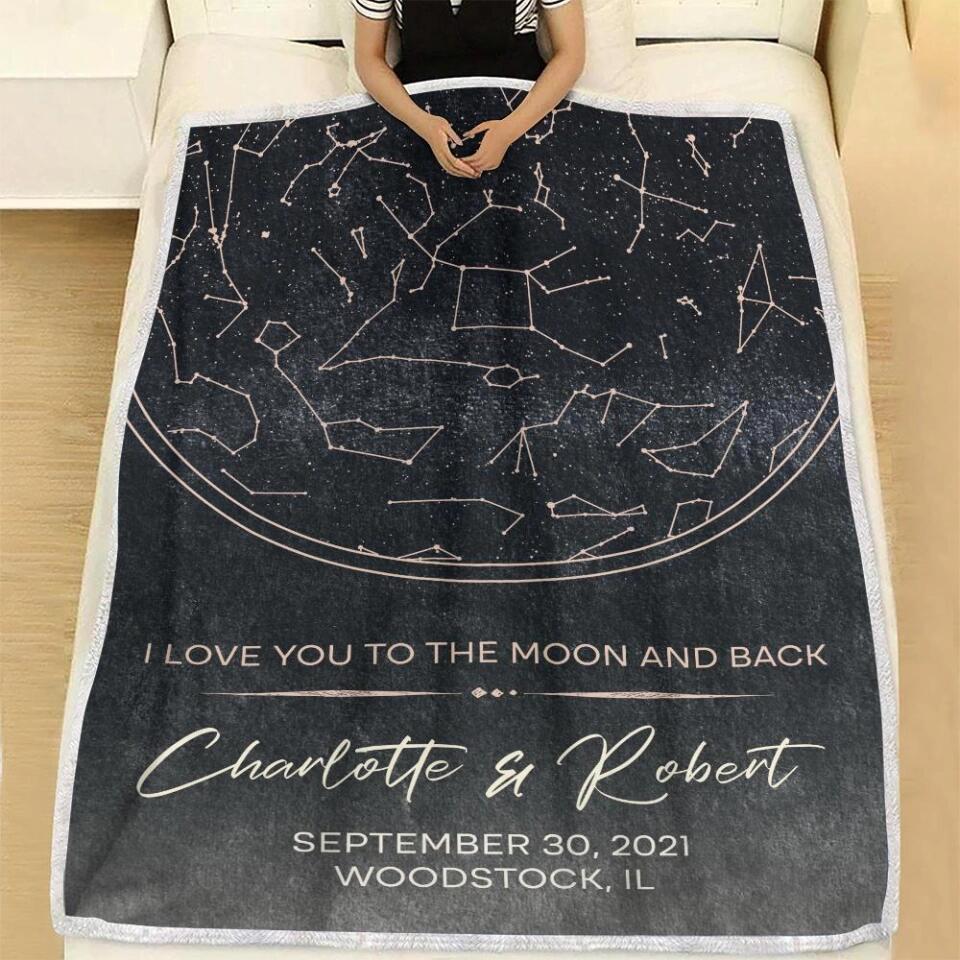 Starmap And Moon With Custom Quote-Best Personalized Blanket Gift For Birthday Anniversary-208IHNBNBL599