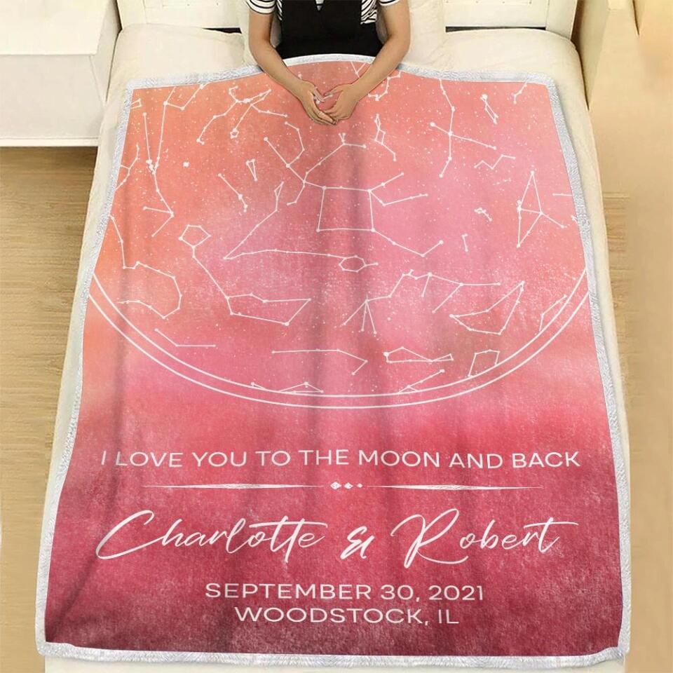 Starmap And Moon With Custom Quote-Best Personalized Blanket Gift For Birthday Anniversary-208IHNBNBL599