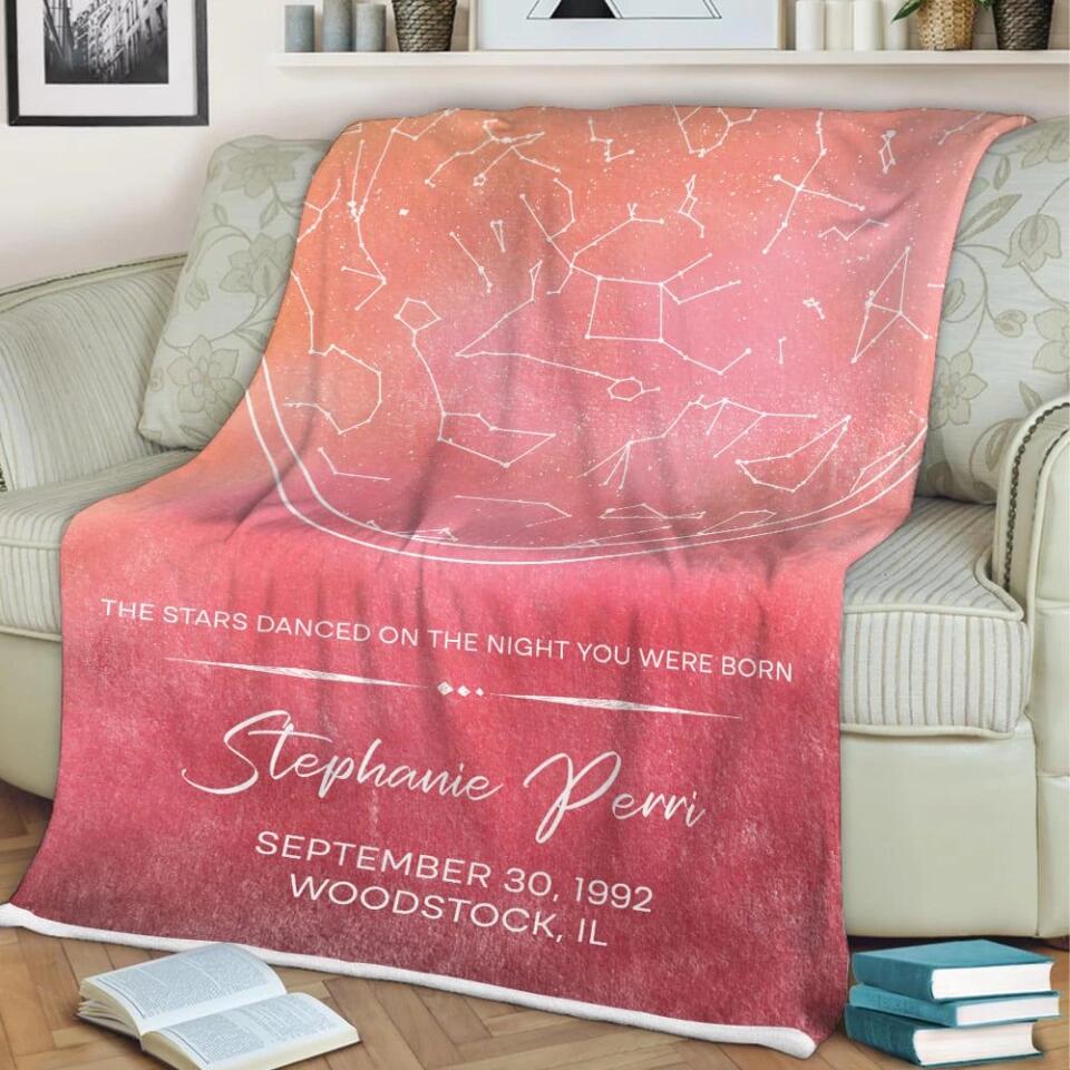 Starmap And Moon With Custom Quote-Best Personalized Blanket Gift For Birthday Anniversary-208IHNBNBL599