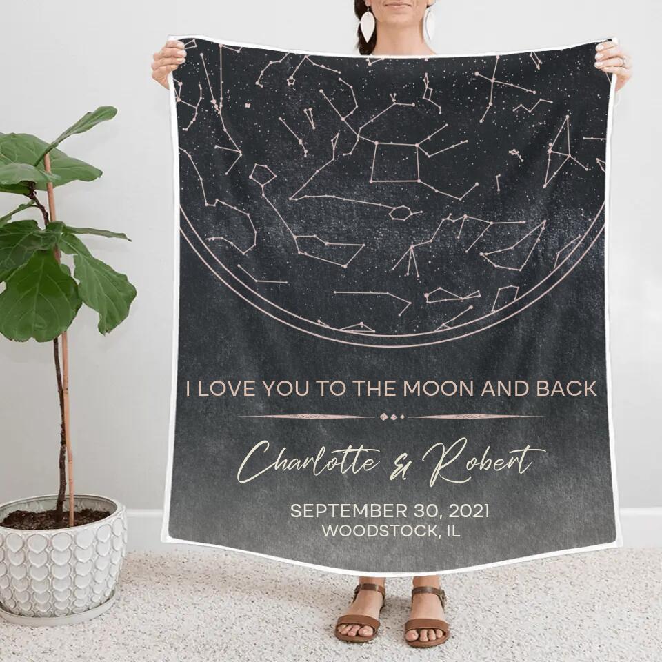 Starmap And Moon With Custom Quote-Best Personalized Blanket Gift For Birthday Anniversary-208IHNBNBL599
