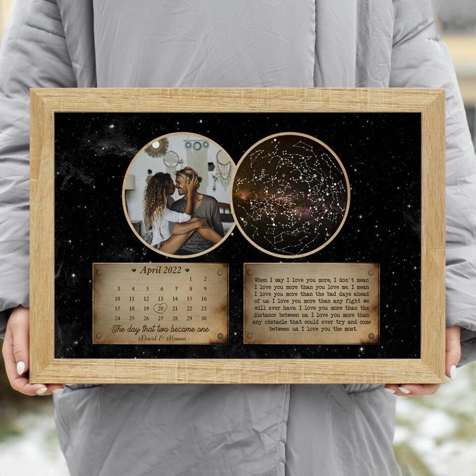 Personalized Valentine Gifts - The Day That Two Become One Custom Star Map Canvas Poster Anniversary Gift For Couples