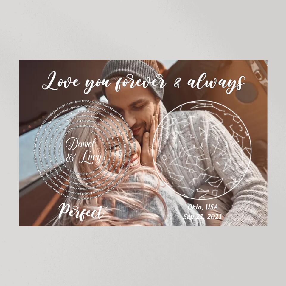 Love You Forever And Always Favorite Song Lyrics Custom Star Map Canvas Poster Anniversary Gift