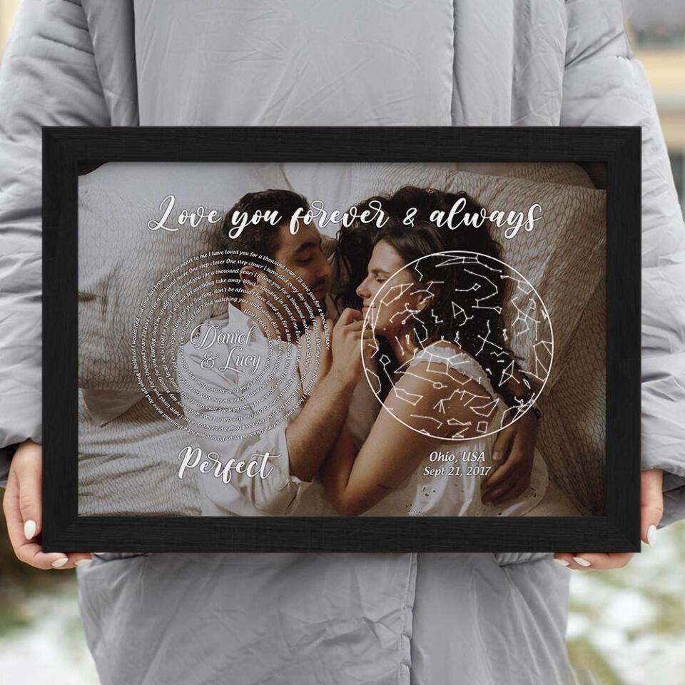 Love You Forever And Always Favorite Song Lyrics Custom Star Map Canvas Poster Anniversary Gift