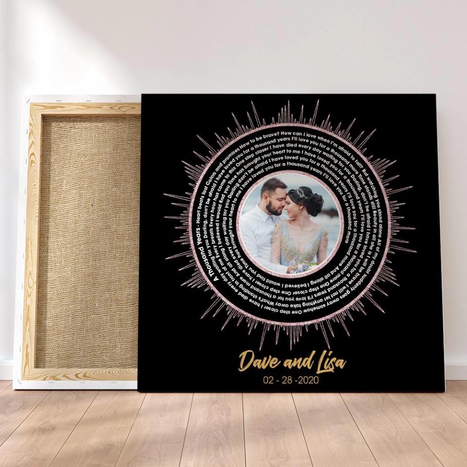 Vinyl Record Favorite Song Sound Waves Lyrics Custom Canvas Poster Anniversary Gift For Couples