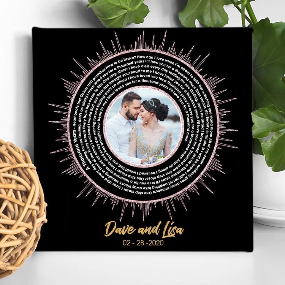 Vinyl Record Favorite Song Sound Waves Lyrics Custom Canvas Poster Anniversary Gift For Couples