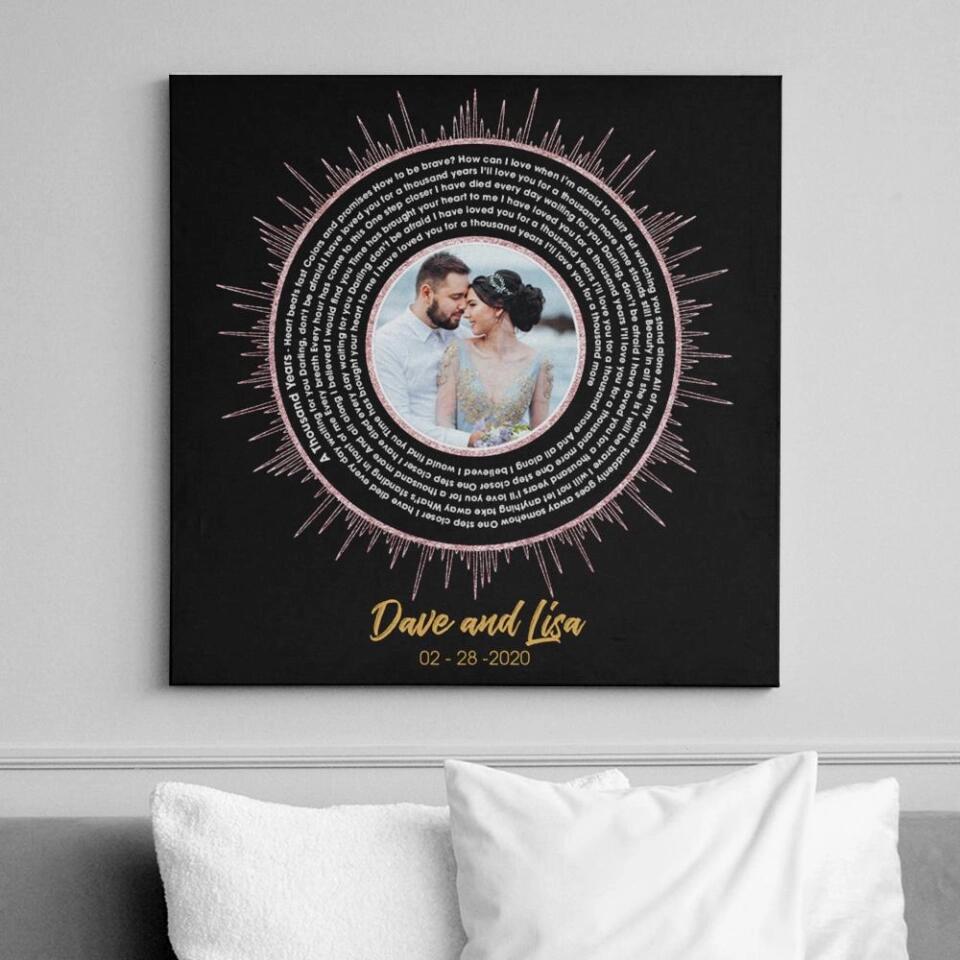 Vinyl Record Favorite Song Sound Waves Lyrics Custom Canvas Poster Anniversary Gift For Couples