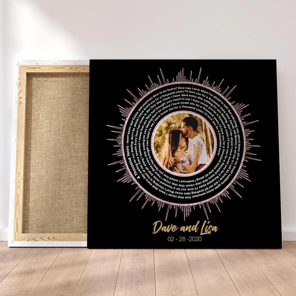 Vinyl Record Favorite Song Sound Waves Lyrics Custom Canvas Poster Anniversary Gift For Couples