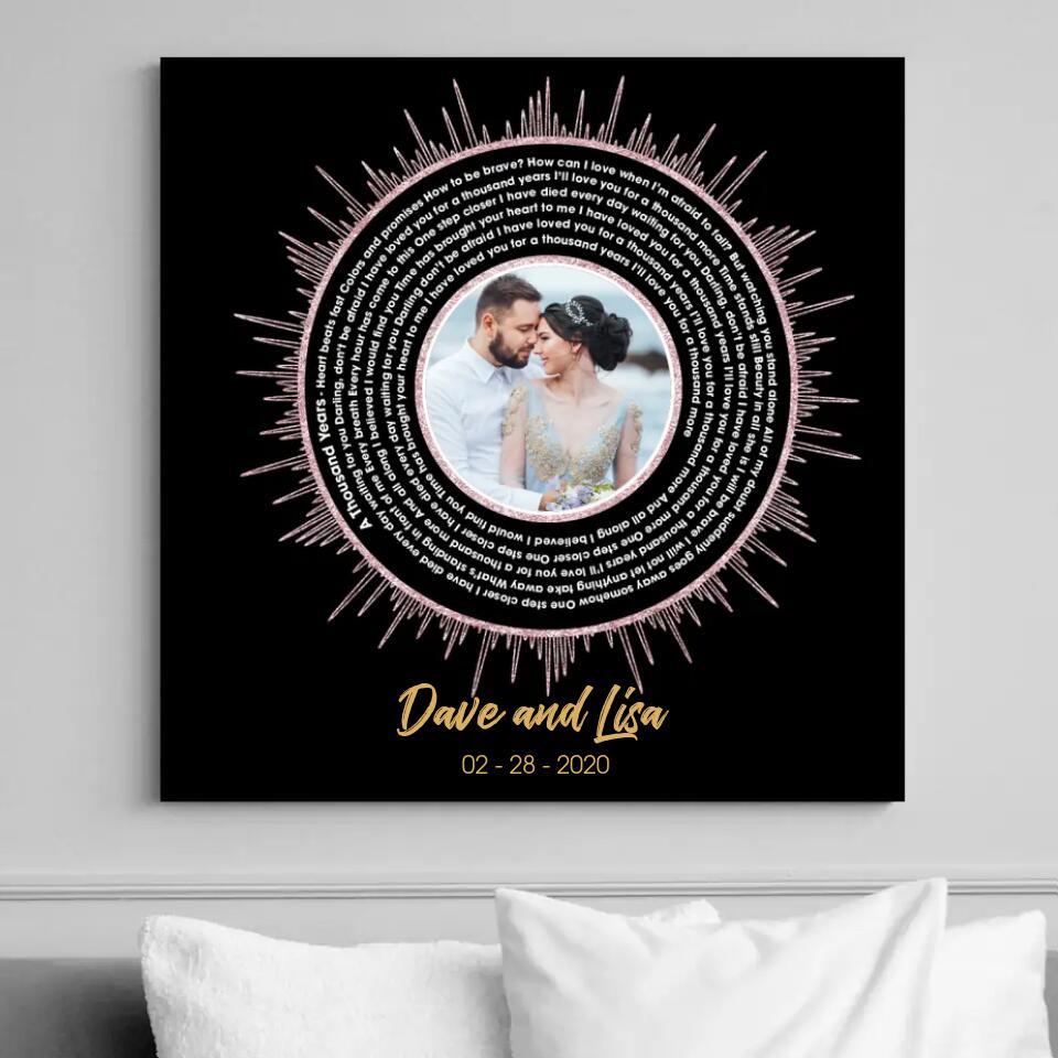 Vinyl Record Favorite Song Sound Waves Lyrics Custom Canvas Poster Anniversary Gift For Couples