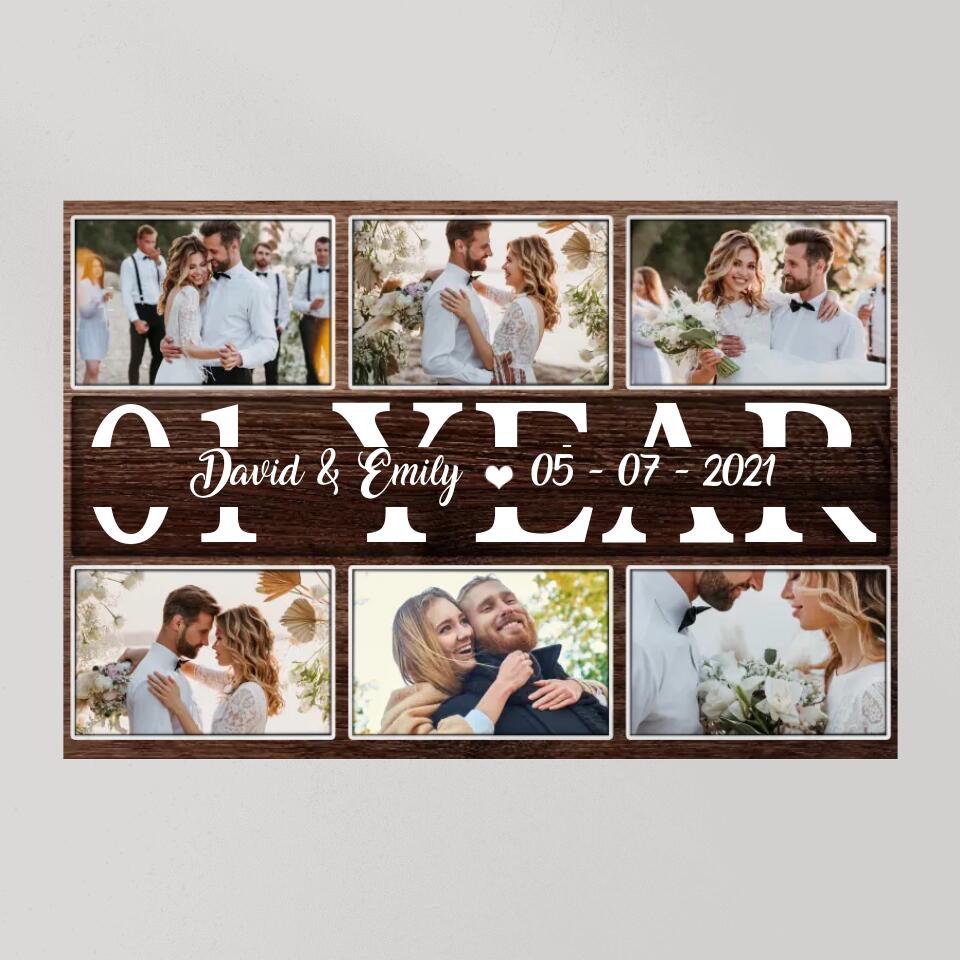 1 Year Anniversary Custom Canvas Poster Valentine's Day Gifts For Couples