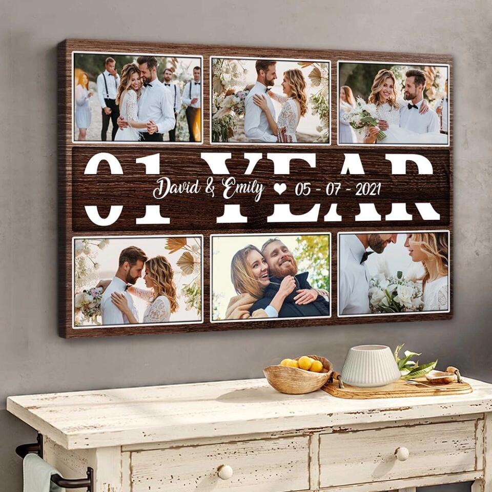1 Year Anniversary Custom Canvas Poster Valentine's Day Gifts For Couples