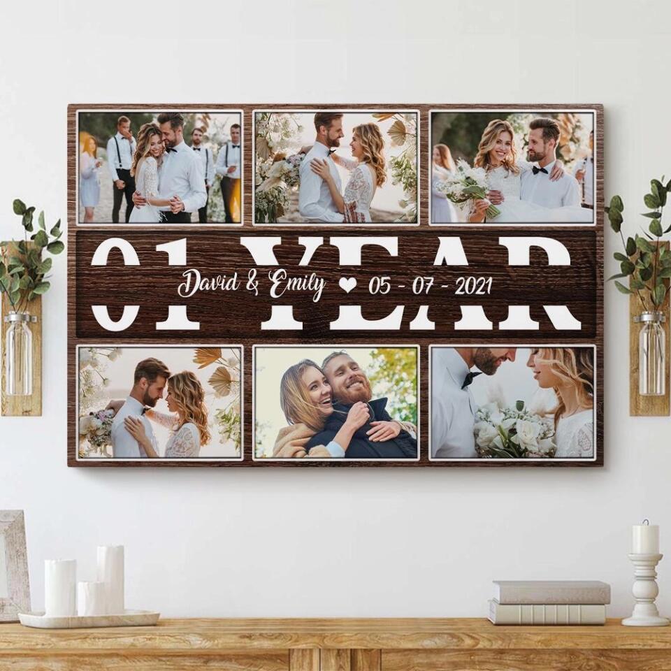 1 Year Anniversary Custom Canvas Poster Valentine's Day Gifts For Couples