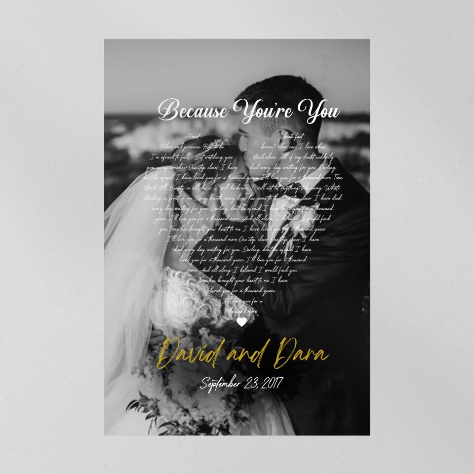 Personalized Favorite Song Lyrics And Photo Custom Canvas Poster Wedding Gifts