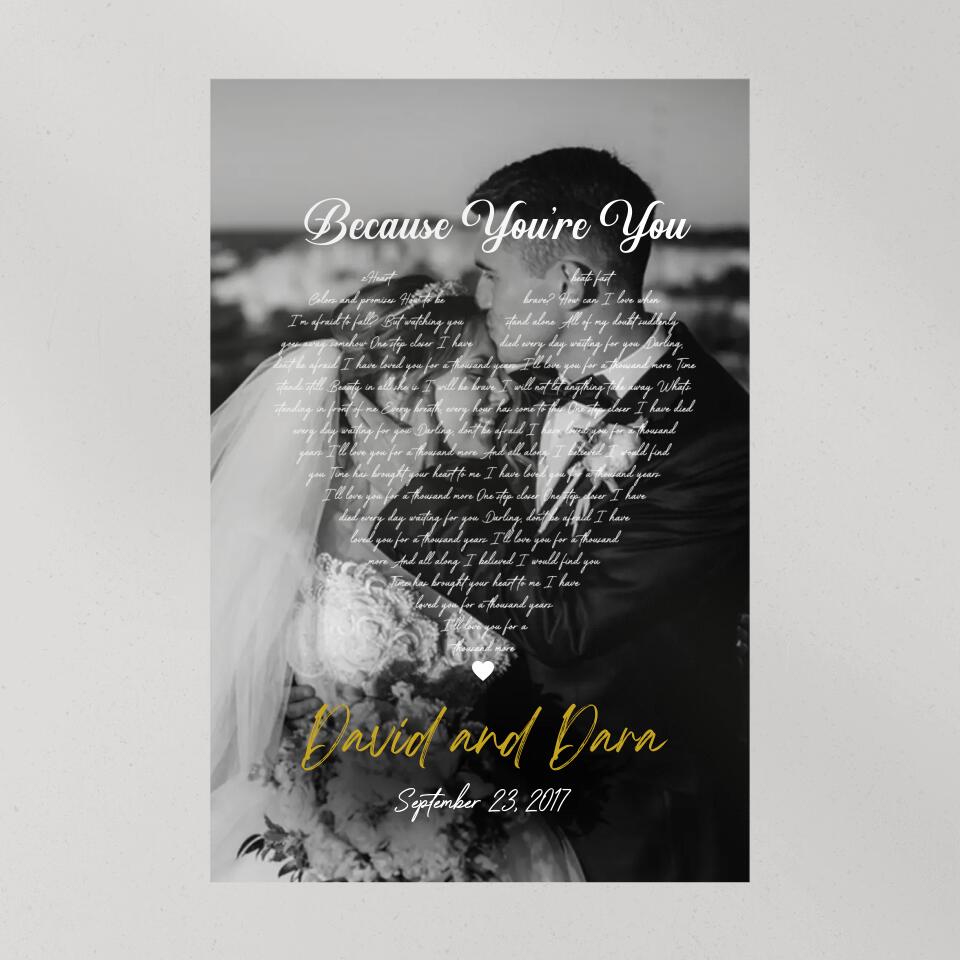 Personalized Favorite Song Lyrics And Photo Custom Canvas Poster Wedding Gifts