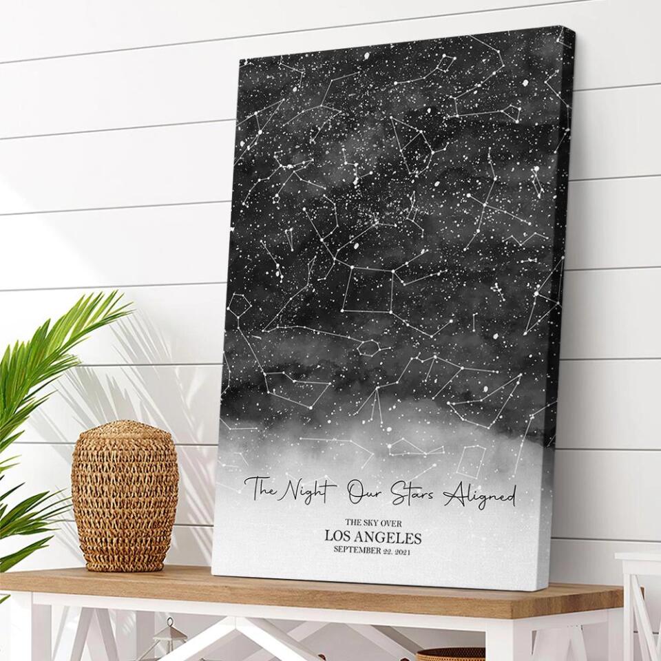 The Night Our Stars Aligned Custom Star Map Canvas Poster Anniversary Gift For Couples