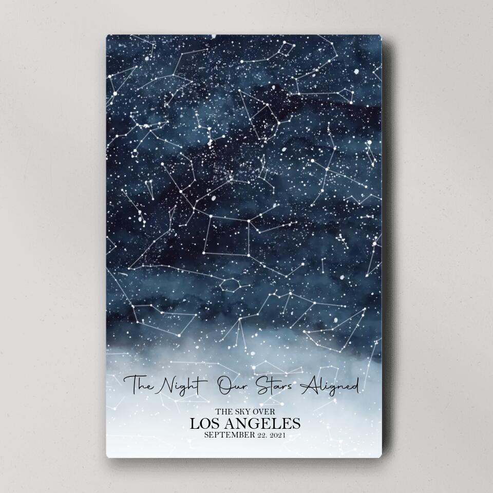 The Night Our Stars Aligned Custom Star Map Canvas Poster Anniversary Gift For Couples