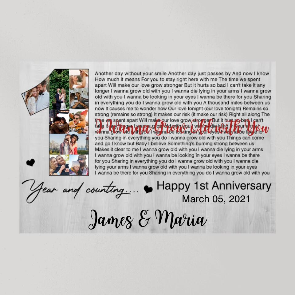 Happy 1st Year Anniversary And Counting Custom Canvas Poster Valentine's Day Gifts