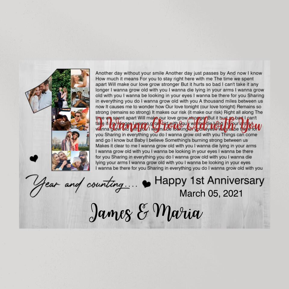 Happy 1st Year Anniversary And Counting Custom Canvas Poster Valentine's Day Gifts