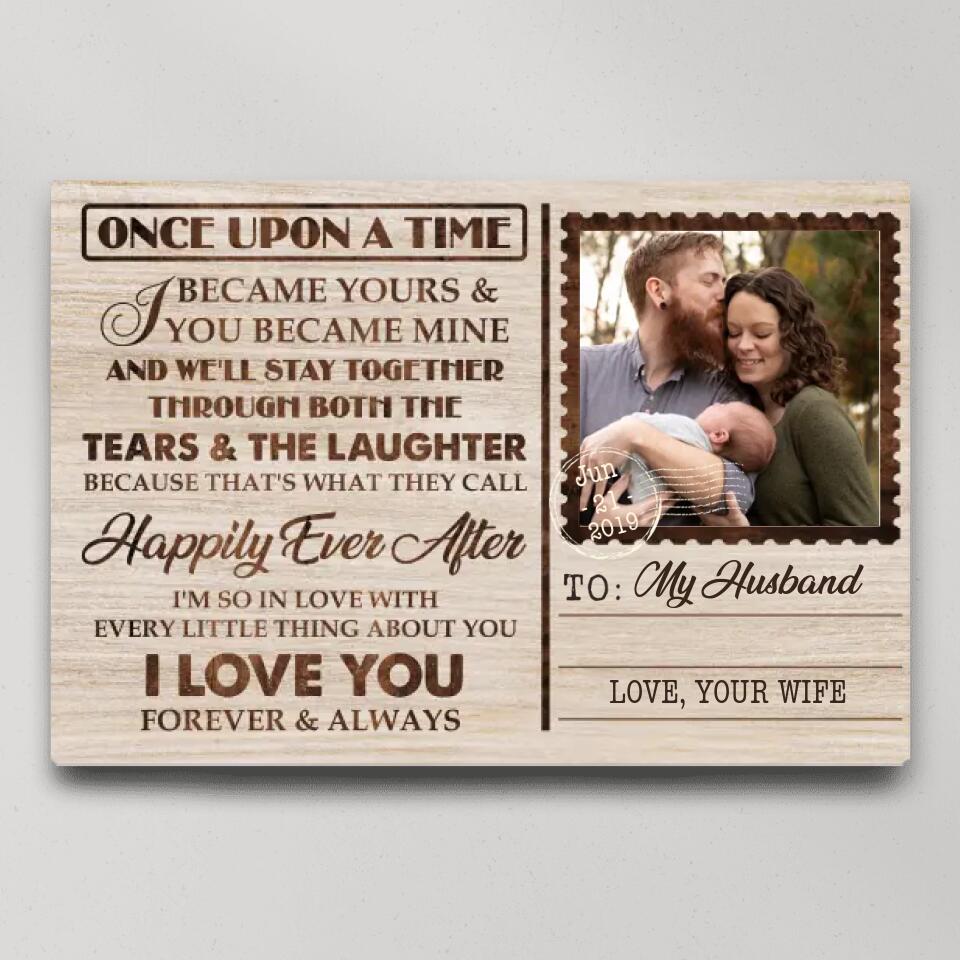 Once Up On A Time Envelope Style Custom Canvas Poster Anniversary Gift For Couples