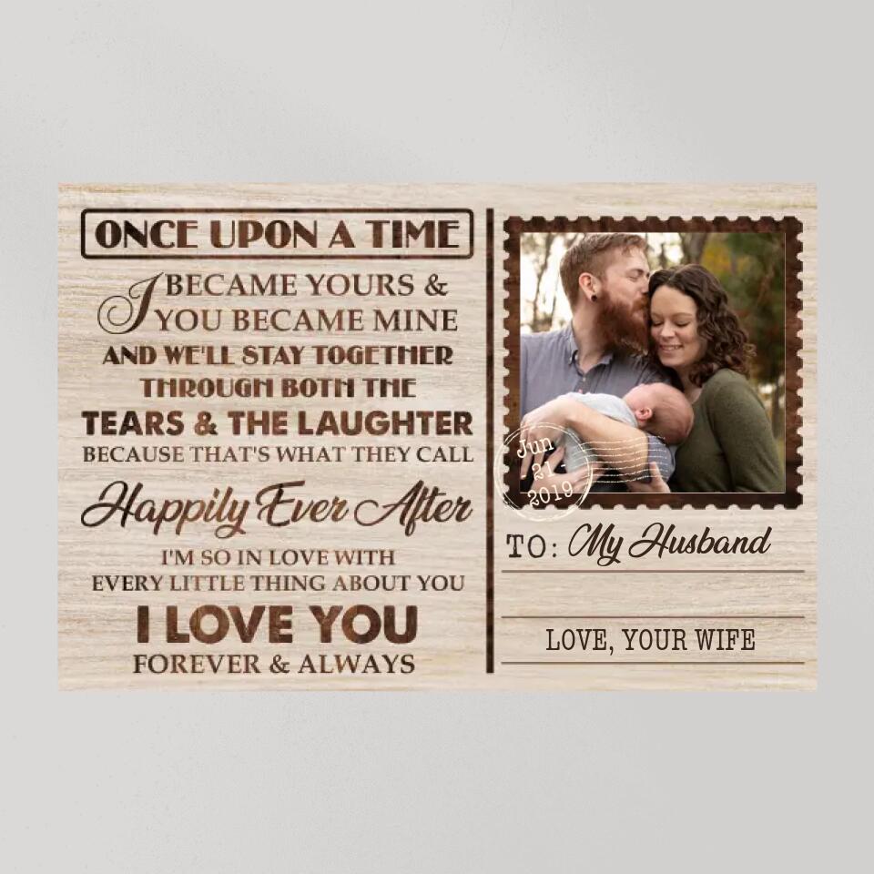 Once Up On A Time Envelope Style Custom Canvas Poster Anniversary Gift For Couples