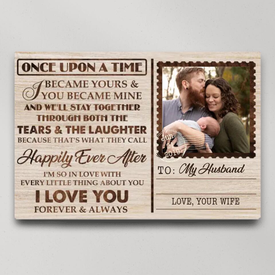 Once Up On A Time Envelope Style Custom Canvas Poster Anniversary Gift For Couples