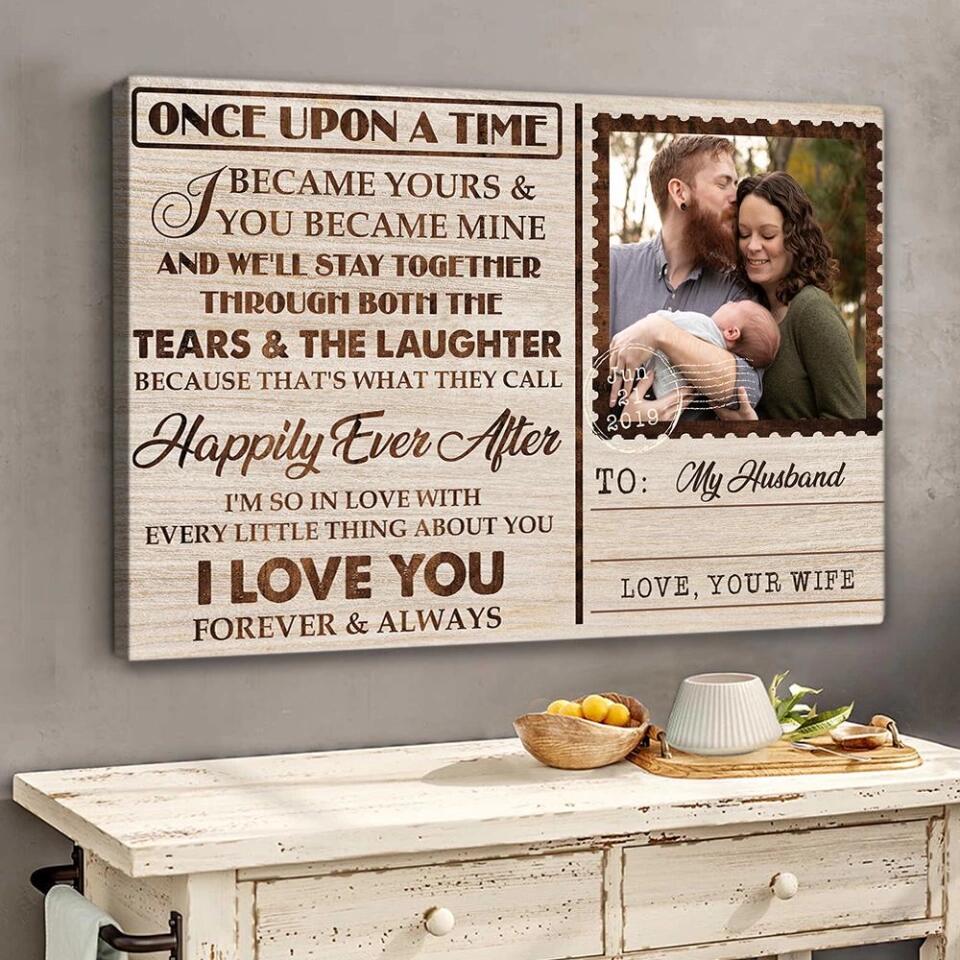 Once Up On A Time Envelope Style Custom Canvas Poster Anniversary Gift For Couples