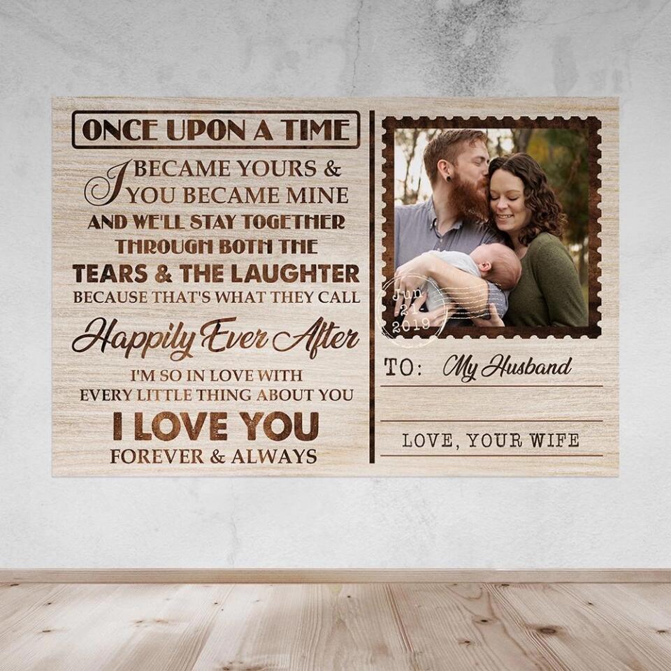 Once Up On A Time Envelope Style Custom Canvas Poster Anniversary Gift For Couples