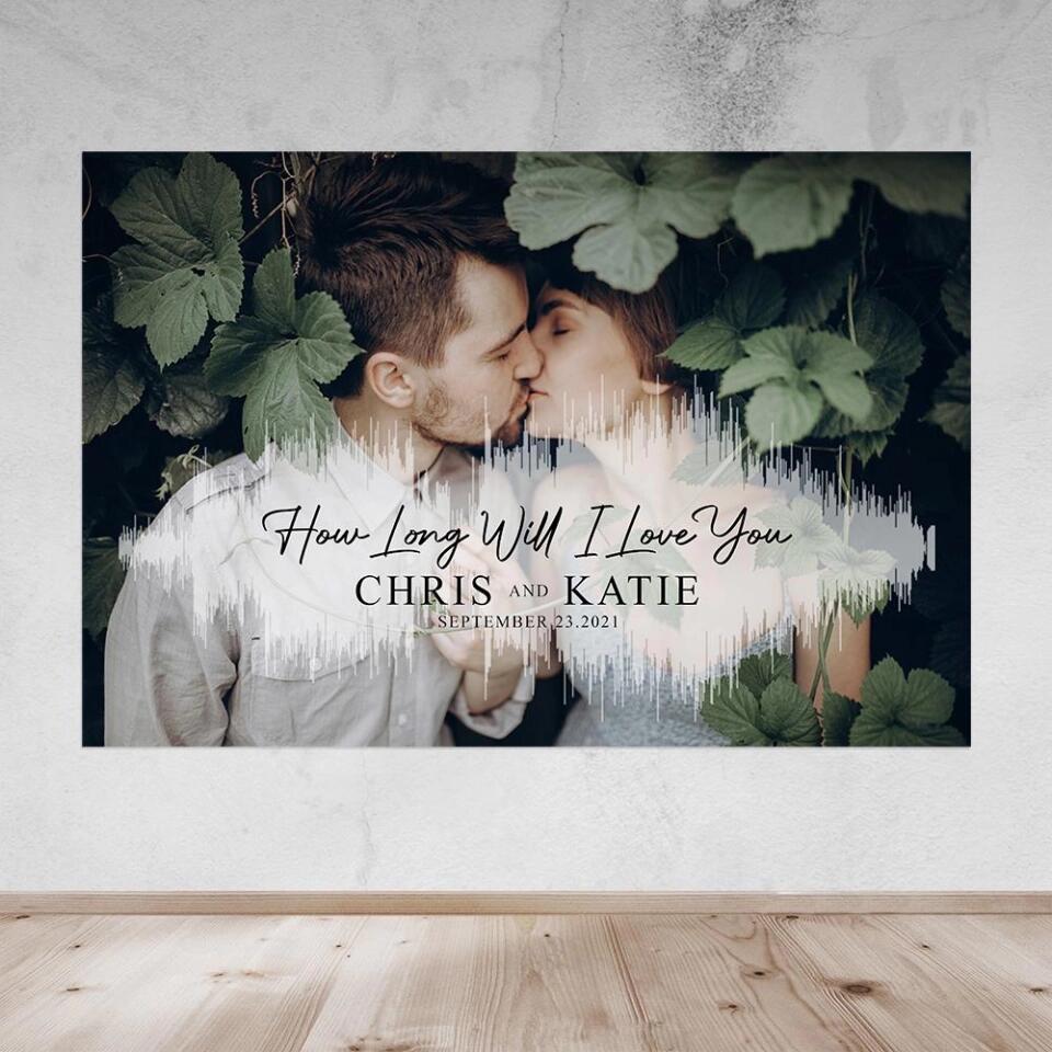Custom Sound Wave Photo And Message Custom Canvas Poster Anniversary Gift For Couples