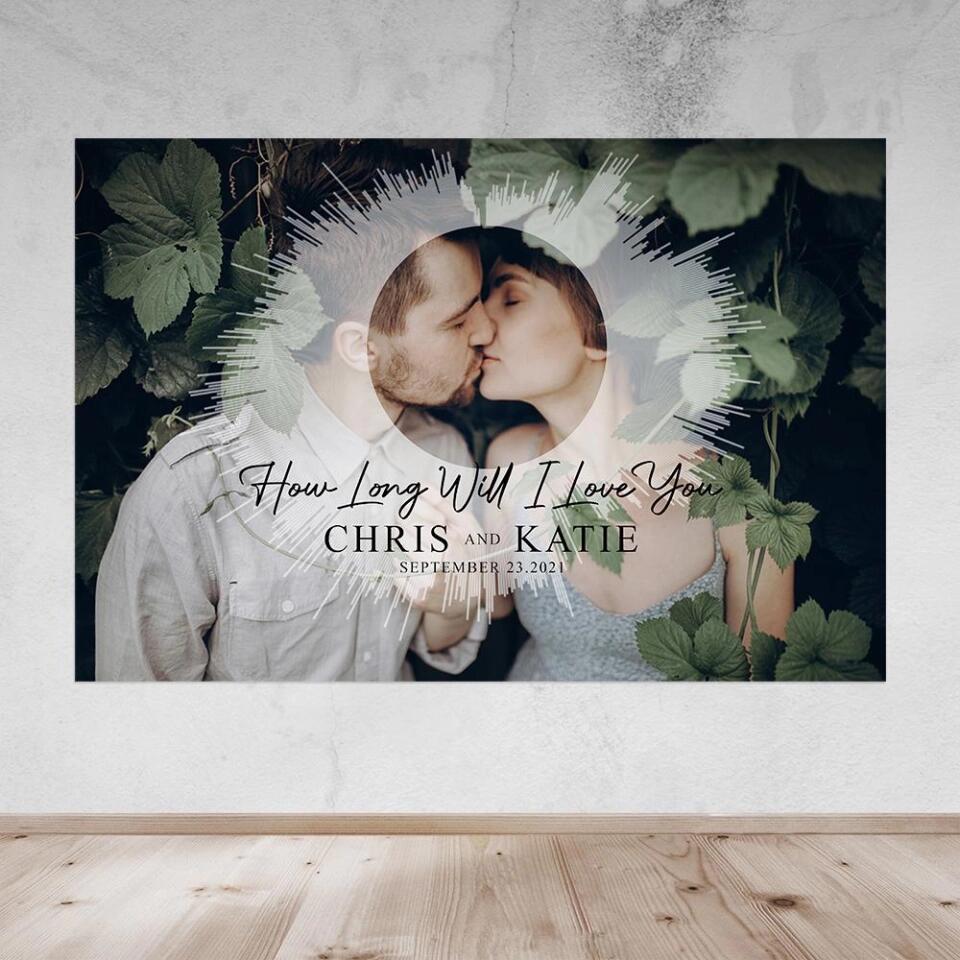 Custom Sound Wave Photo And Message Custom Canvas Poster Anniversary Gift For Couples