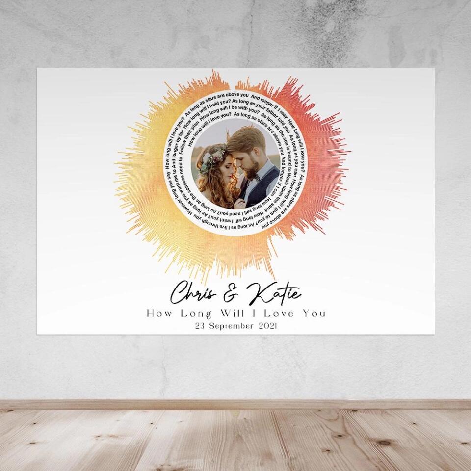 Custom Sound Wave Photo And Message Custom Canvas Poster Anniversary Gift For Couples