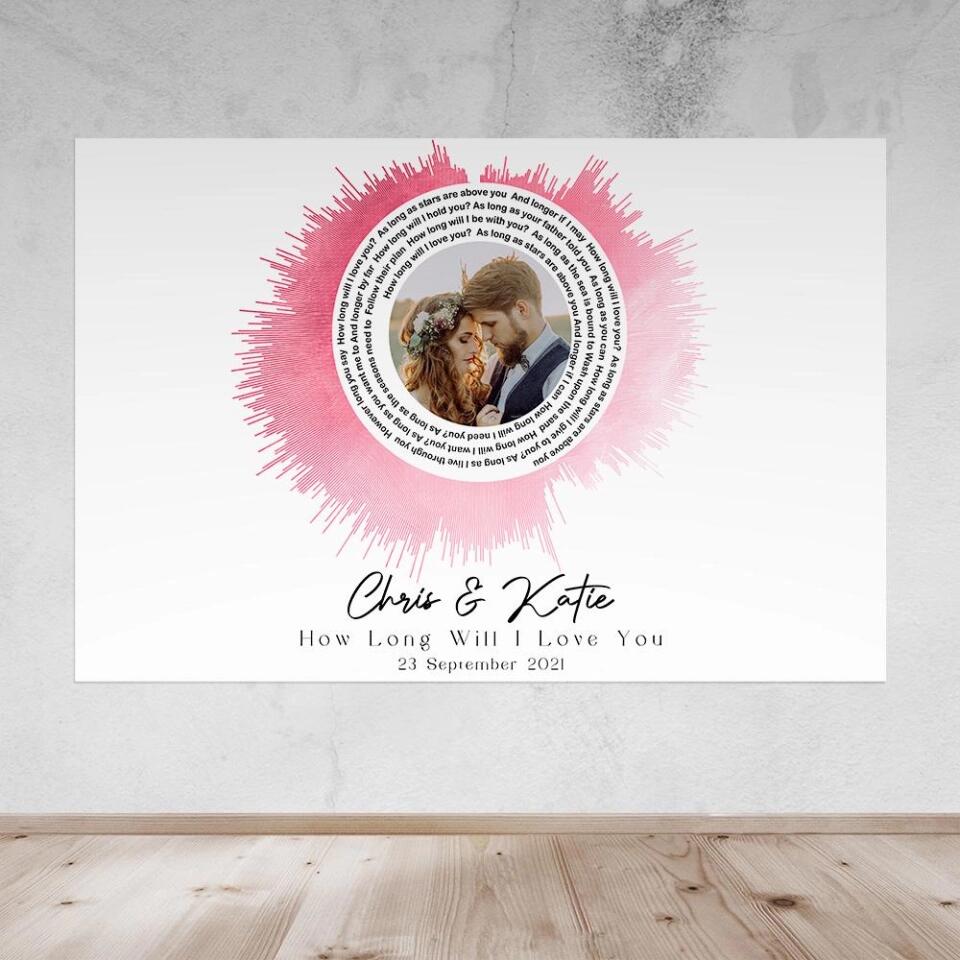 Custom Sound Wave Photo And Message Custom Canvas Poster Anniversary Gift For Couples