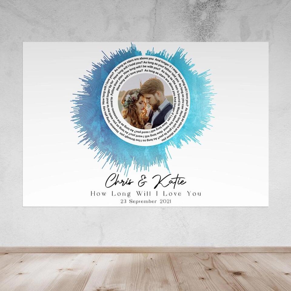 Custom Sound Wave Photo And Message Custom Canvas Poster Anniversary Gift For Couples