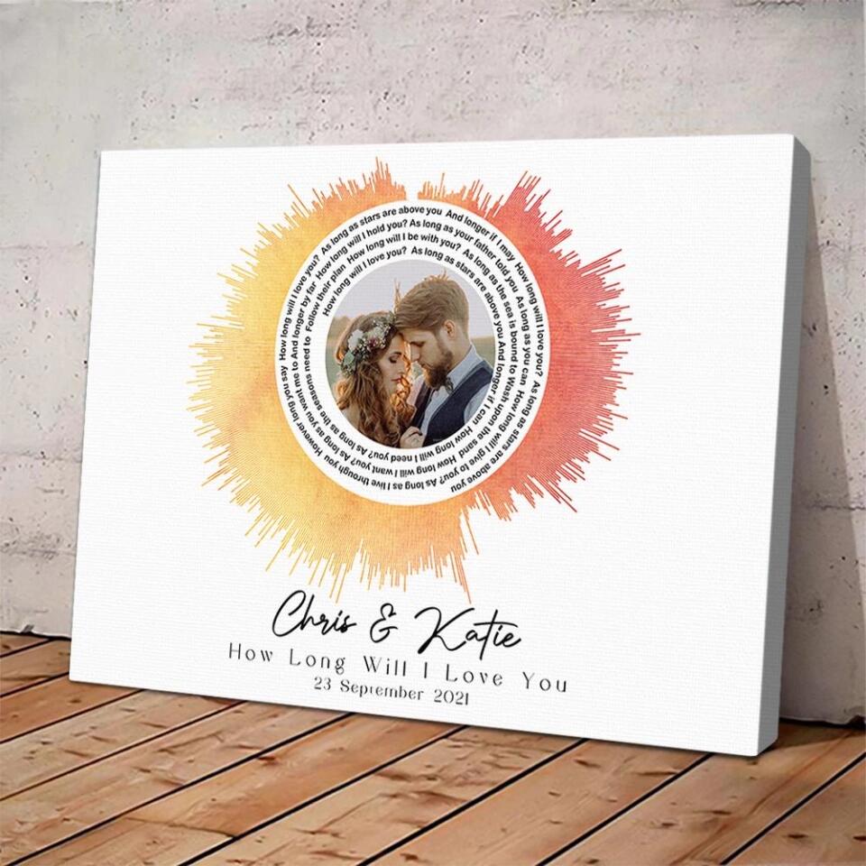 Custom Sound Wave Photo And Message Custom Canvas Poster Anniversary Gift For Couples