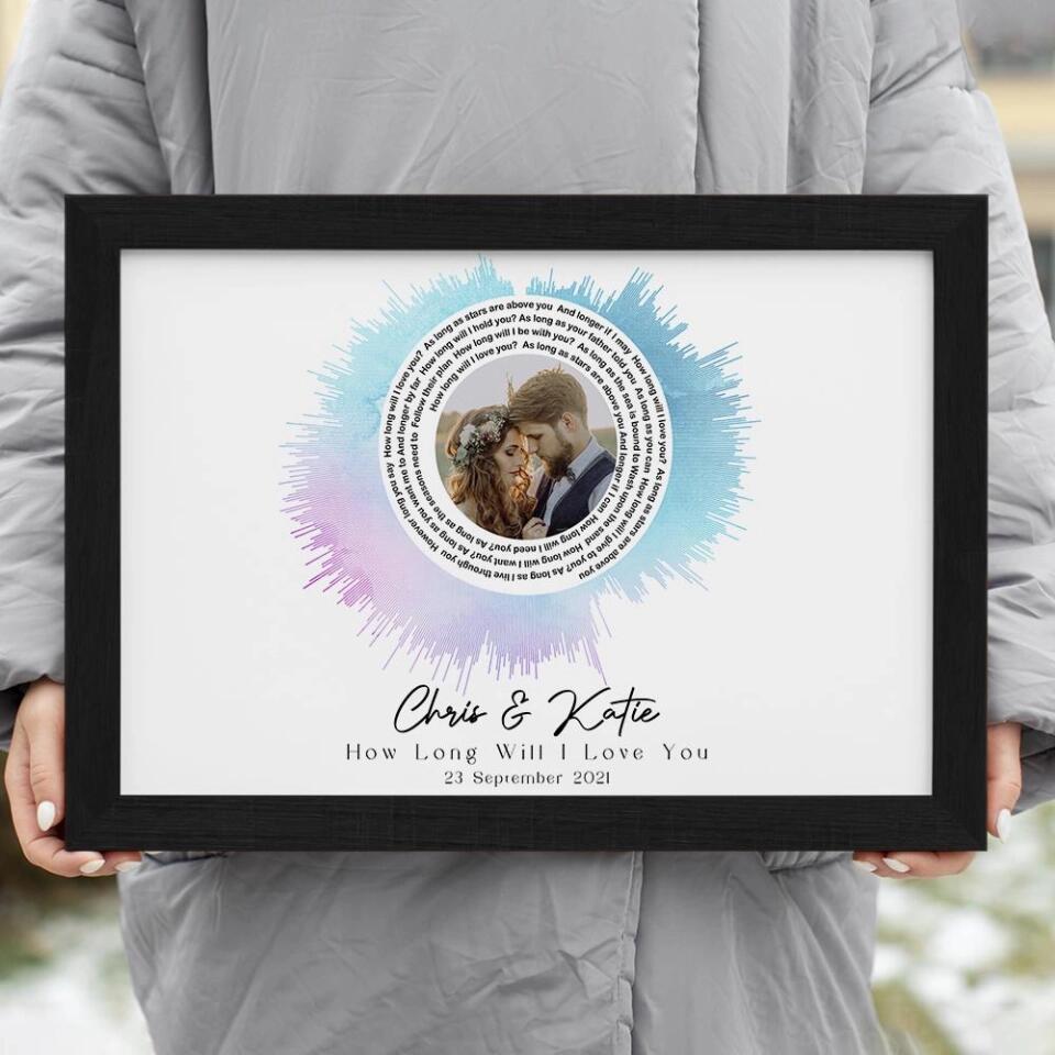 Custom Sound Wave Photo And Message Custom Canvas Poster Anniversary Gift For Couples