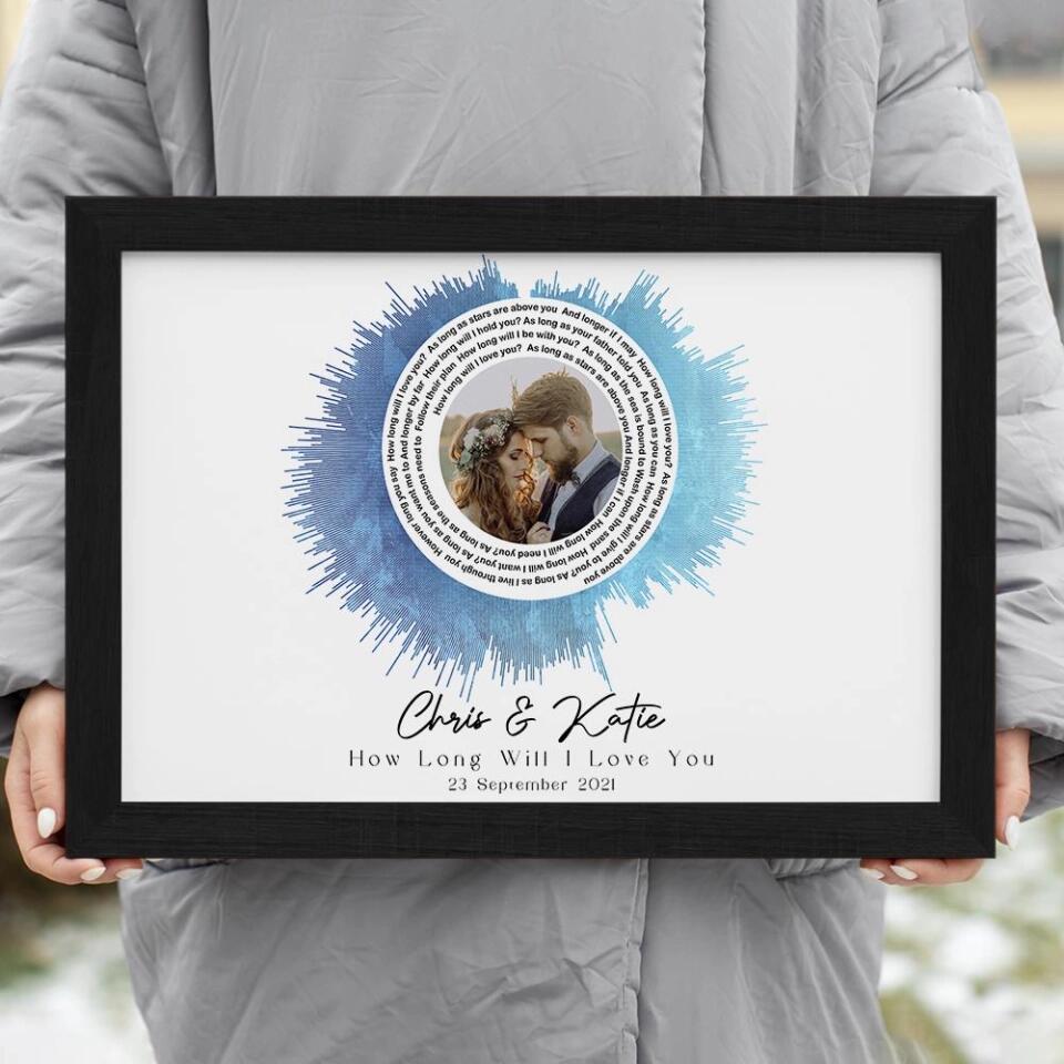 Custom Sound Wave Photo And Message Custom Canvas Poster Anniversary Gift For Couples