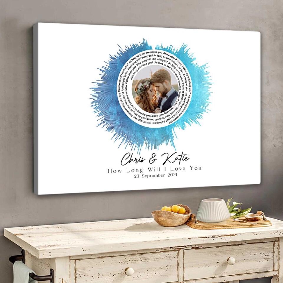 Custom Sound Wave Photo And Message Custom Canvas Poster Anniversary Gift For Couples
