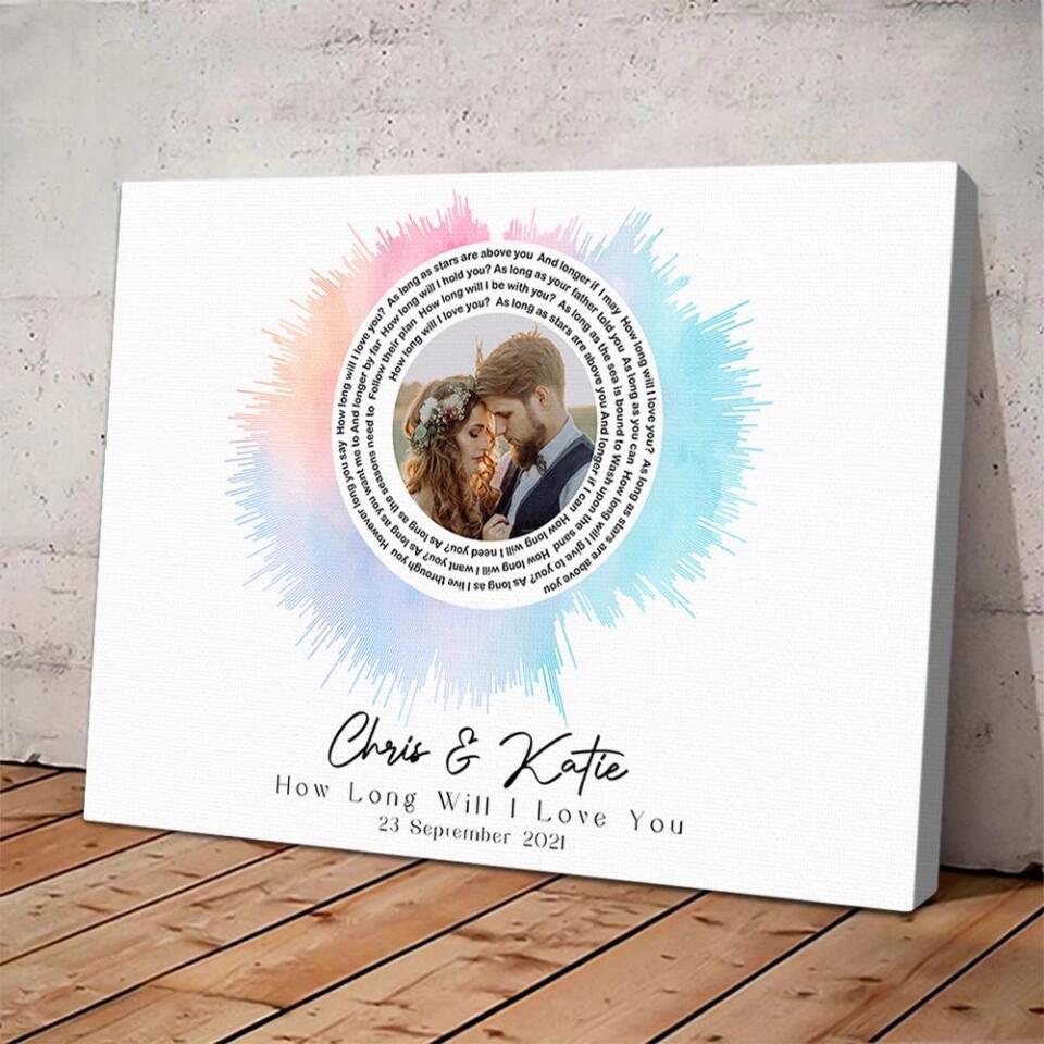 Custom Sound Wave Photo And Message Custom Canvas Poster Anniversary Gift For Couples