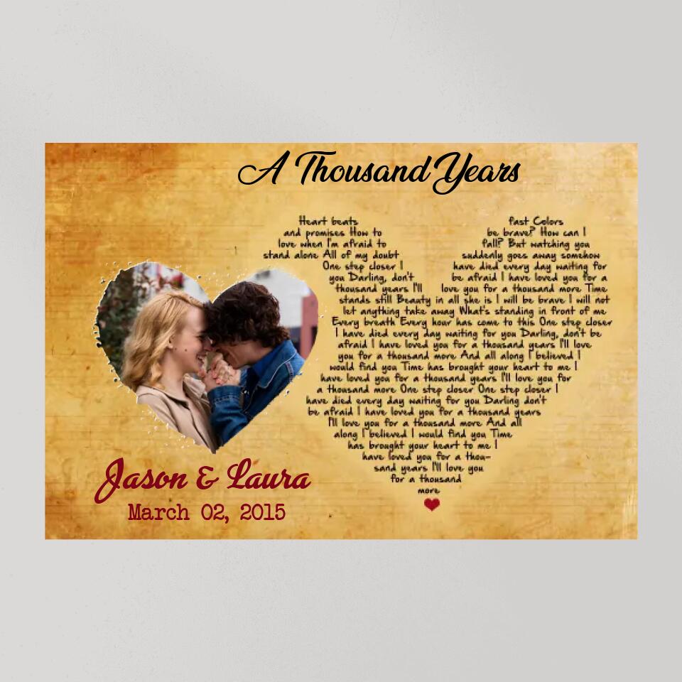 Custom Favorite Song Lyrics Heart Shape Custom Canvas Poster Anniversary Gifts