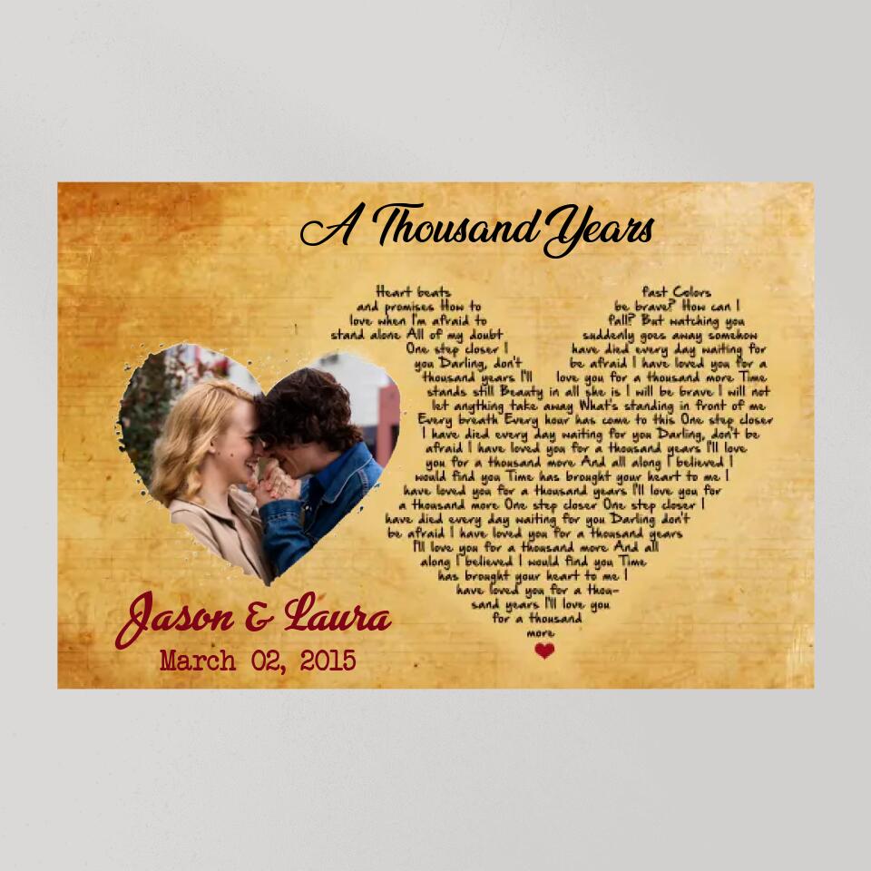 Custom Favorite Song Lyrics Heart Shape Custom Canvas Poster Anniversary Gifts