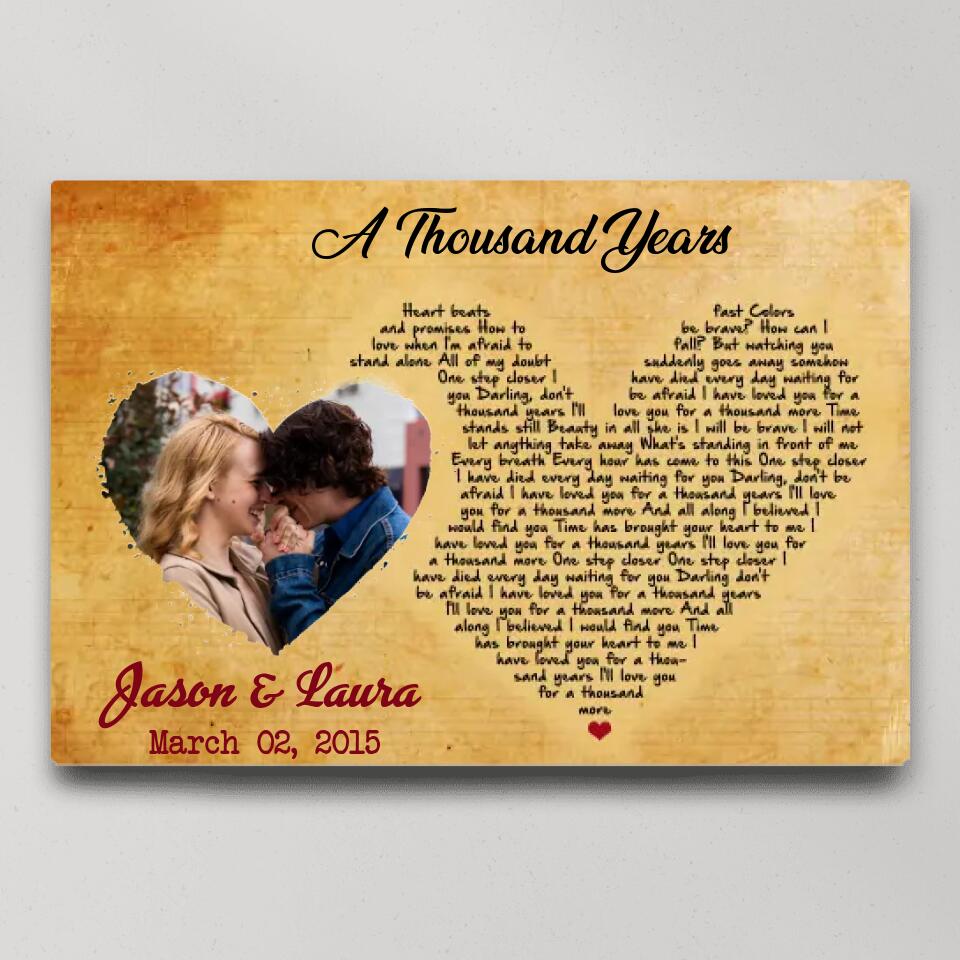 Custom Favorite Song Lyrics Heart Shape Custom Canvas Poster Anniversary Gifts