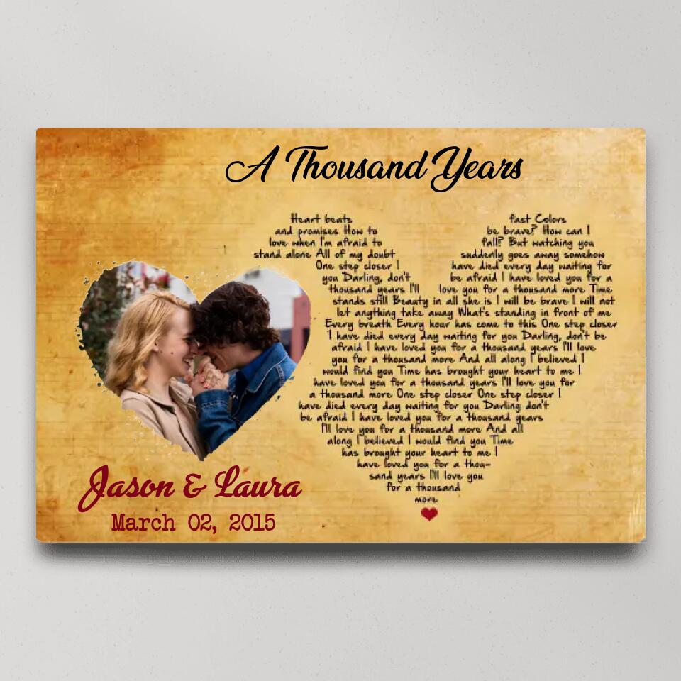 Custom Favorite Song Lyrics Heart Shape Custom Canvas Poster Anniversary Gifts