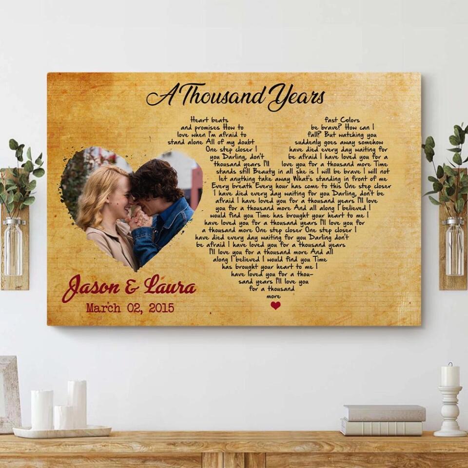 Custom Favorite Song Lyrics Heart Shape Custom Canvas Poster Anniversary Gifts