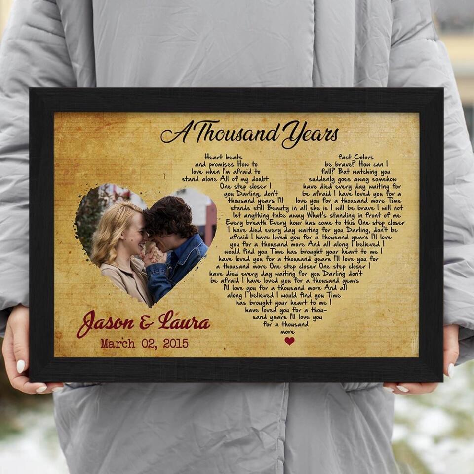 Custom Favorite Song Lyrics Heart Shape Custom Canvas Poster Anniversary Gifts