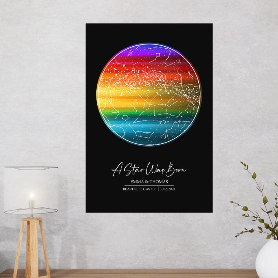 Custom Star Map LGBT Night Sky Custom Canvas Poster Anniversary Gift For Couples