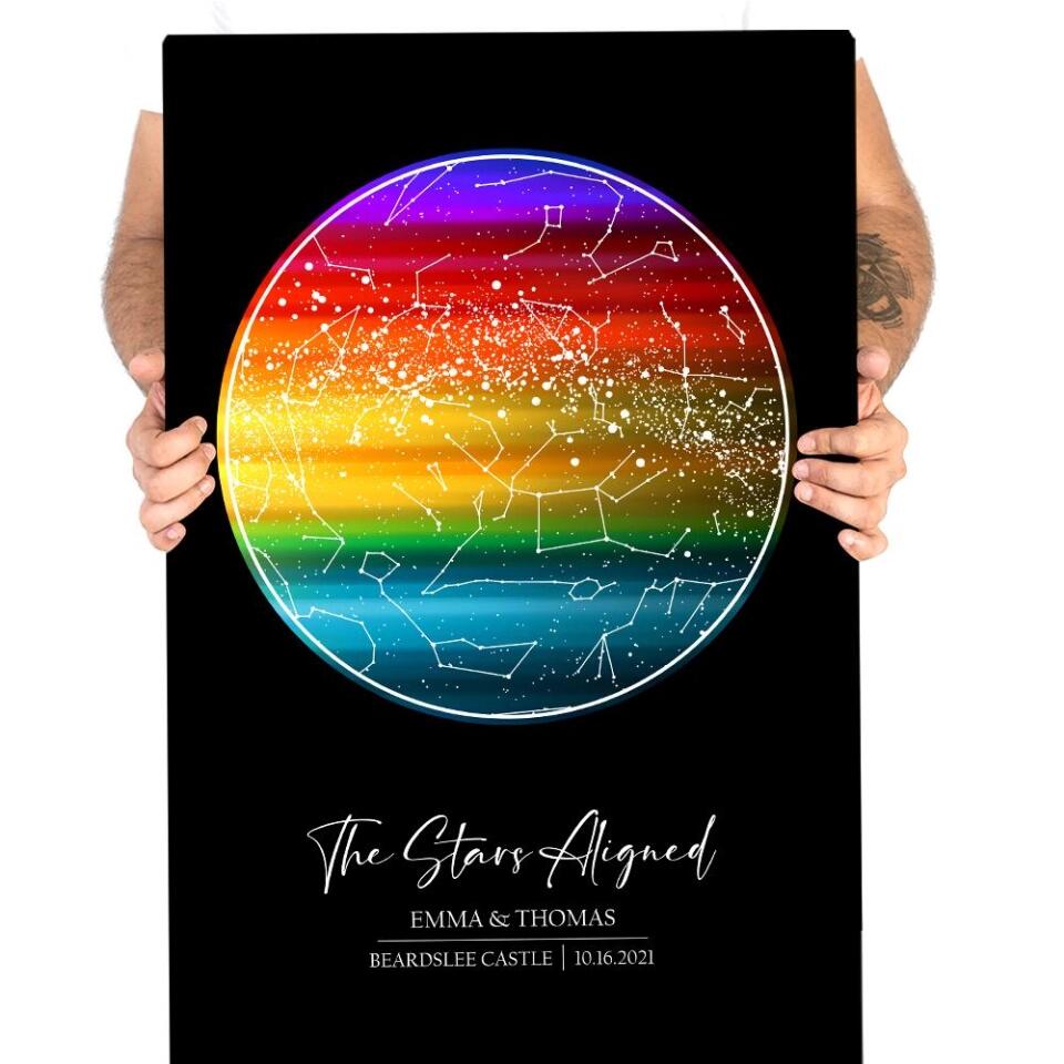 Custom Star Map LGBT Night Sky Custom Canvas Poster Anniversary Gift For Couples
