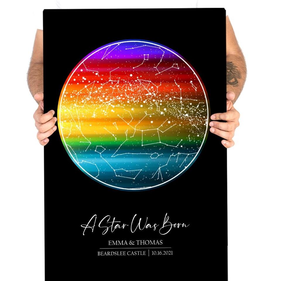Custom Star Map LGBT Night Sky Custom Canvas Poster Anniversary Gift For Couples