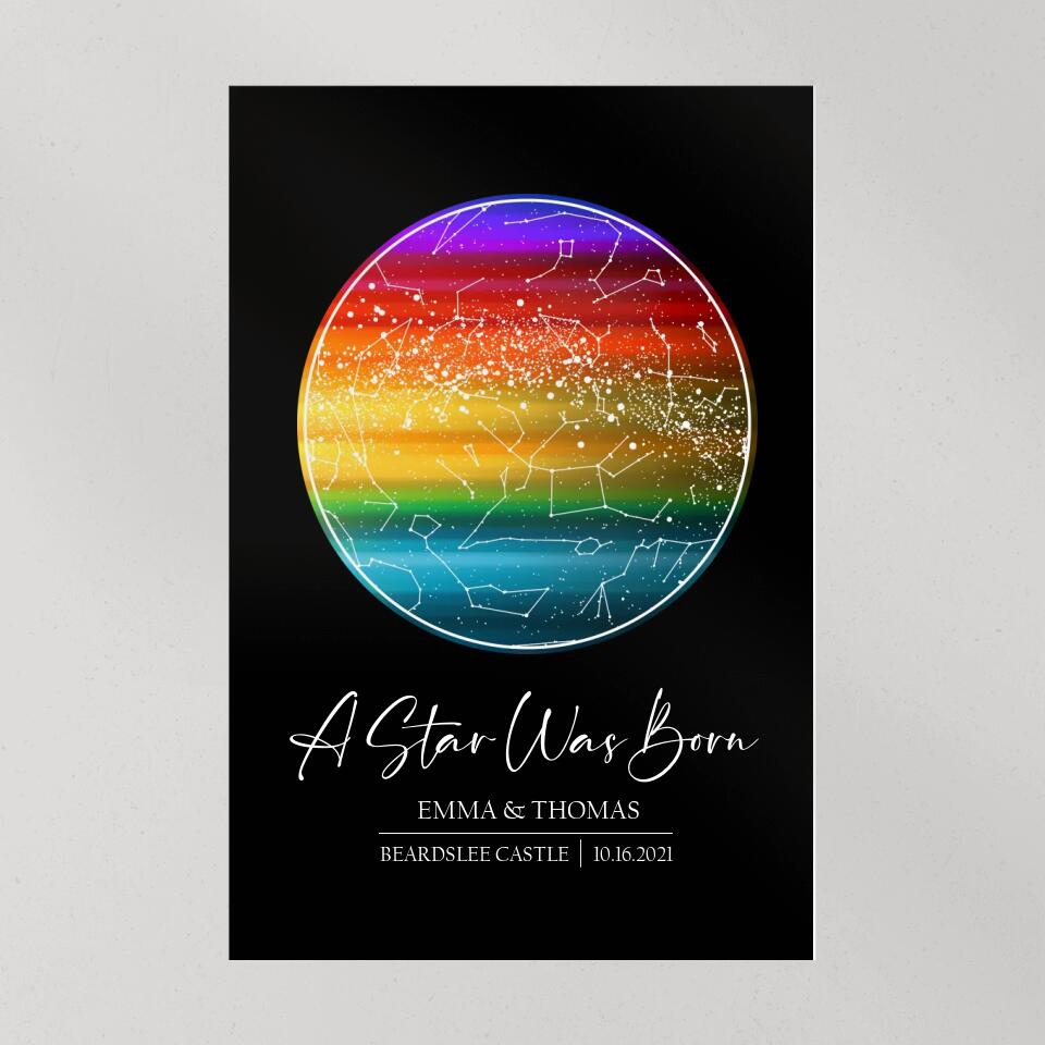 Custom Star Map LGBT Night Sky Custom Canvas Poster Anniversary Gift For Couples