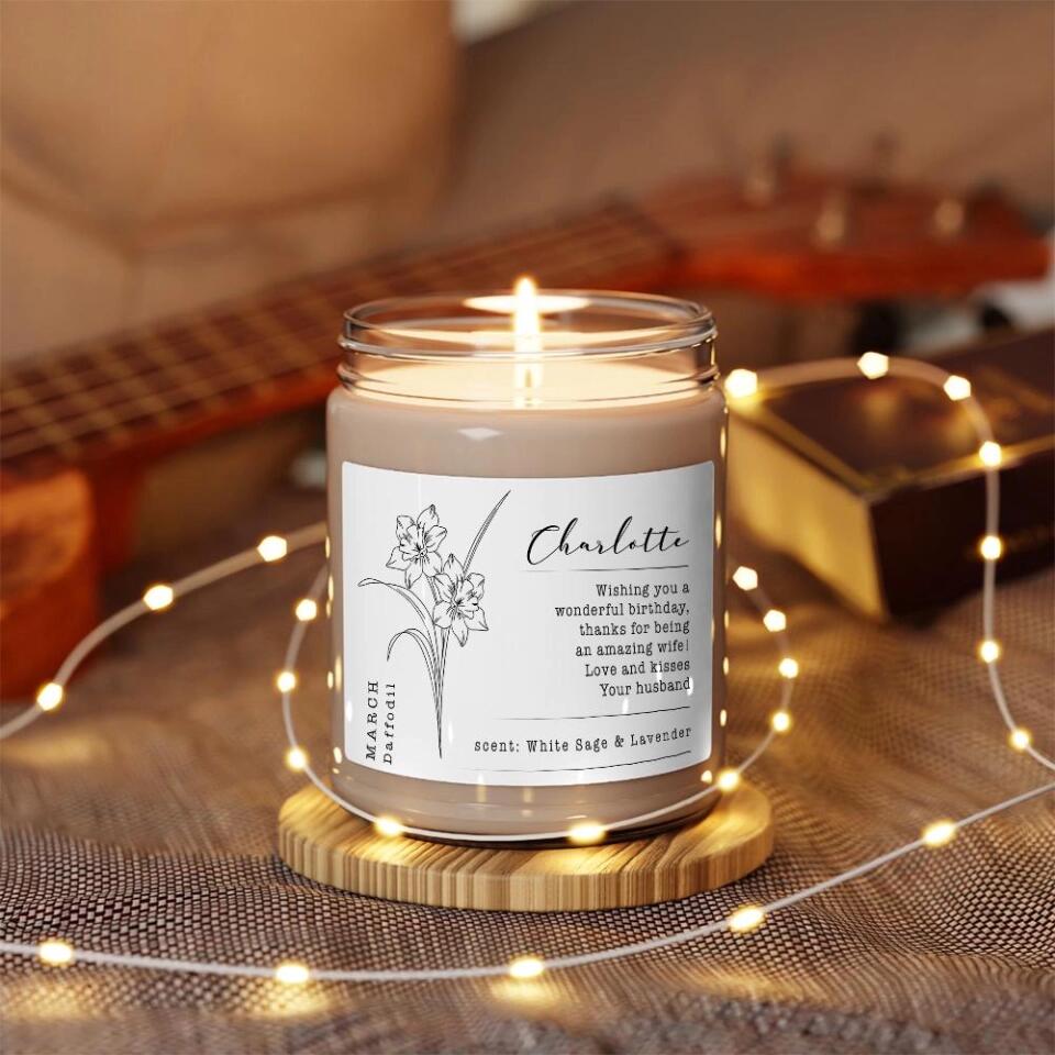 Wishing You A Wonderful Birthday - Personalized Scented Soy Candle - Gift For Birthday