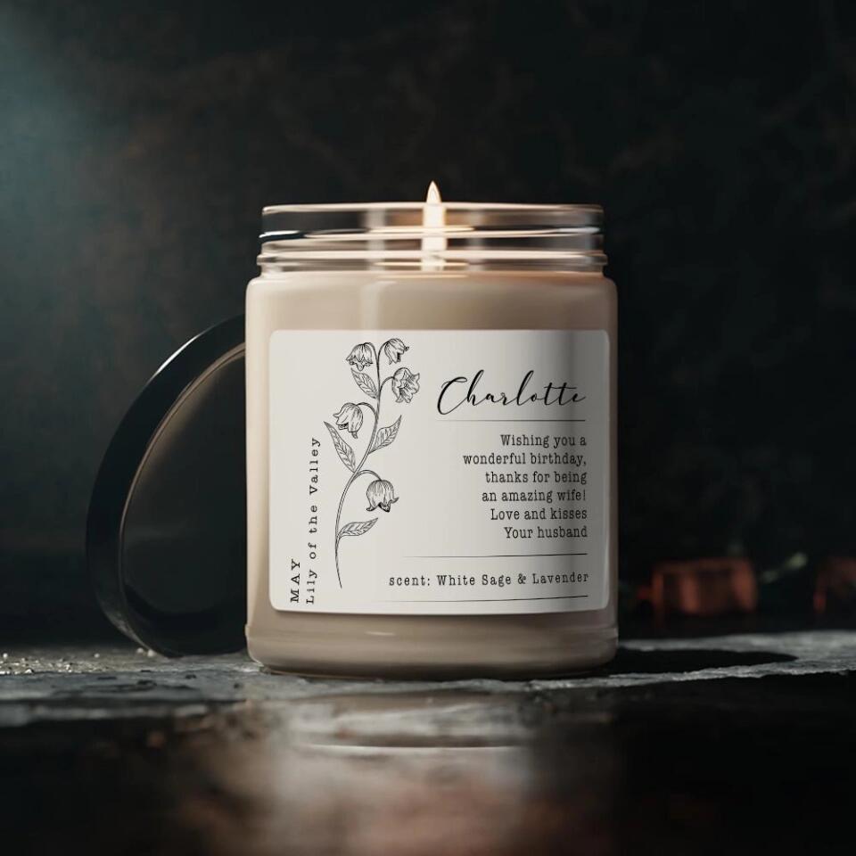 Wishing You A Wonderful Birthday - Personalized Scented Soy Candle - Gift For Birthday